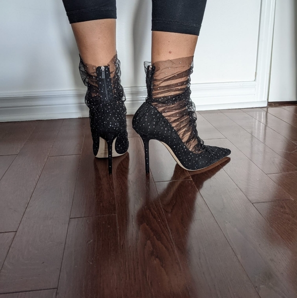 Jimmy Choo Lace and Suede Lavish Pointed Toe Pumps - Picture 6 of 10